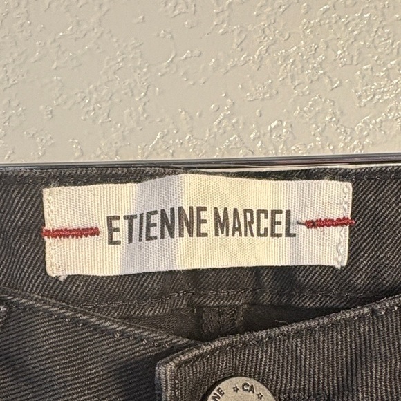 Etienne Marcel black jeans with black embellishments on front in ombre pattern - Picture 2 of 5